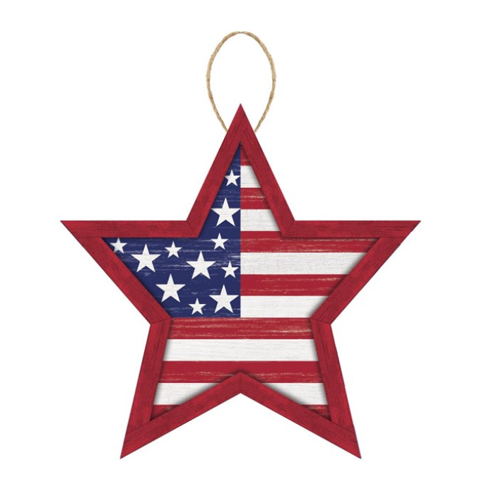 12"Lx11.75"H Mdf Stars And Stripes Sign