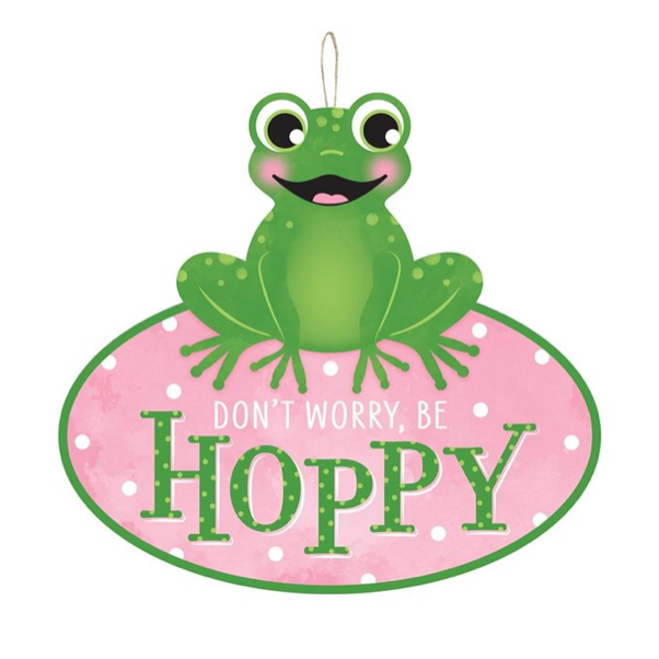 12”Lx11”H Be Hoppy Frog Shape Sign