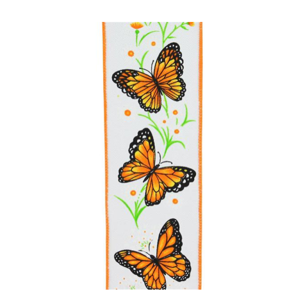 2.5"X10yd Monarch Butterfly W/Daisies