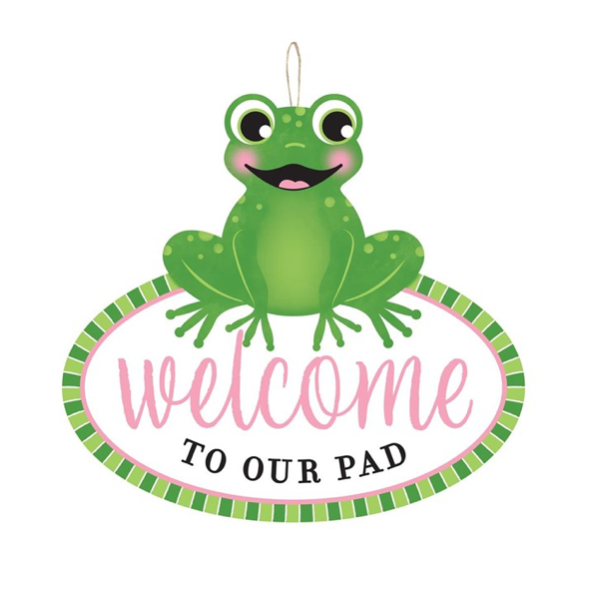12”Lx11”H Welcome To Our Pad Frog Sign