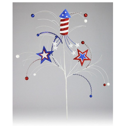 26"L Firecracker Glttr Twig Spray W/Star