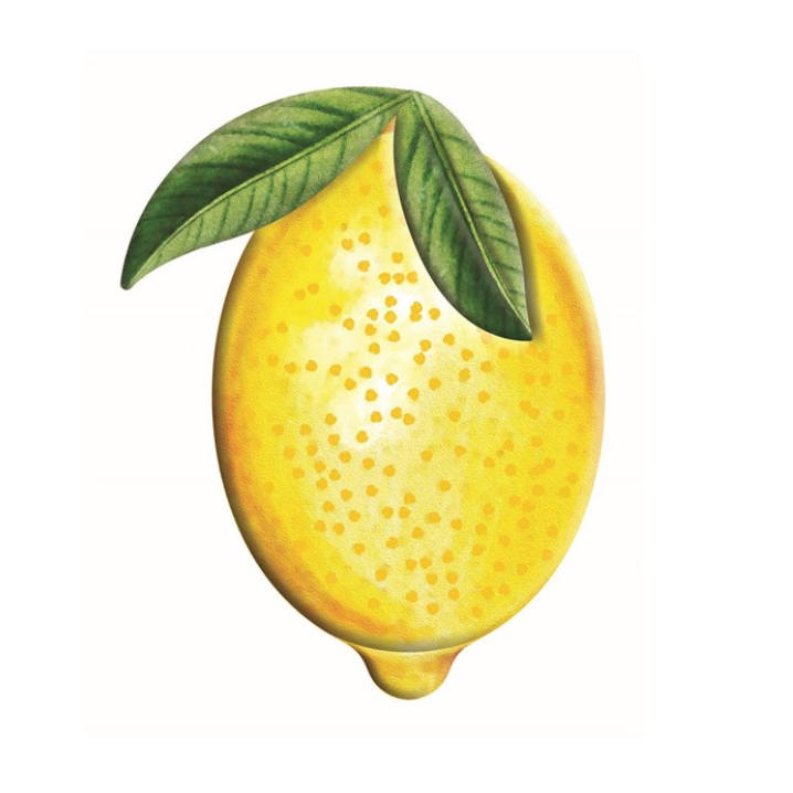 12"H X 9.5"W Embossed Watercolor Lemon