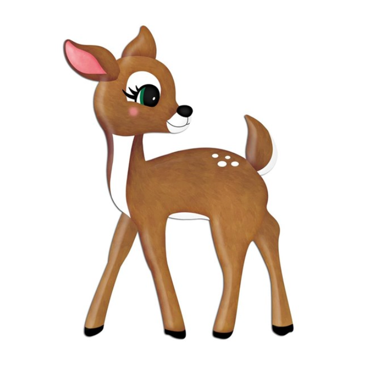 9.5”Lx13”H Metal/Embossed Bambi