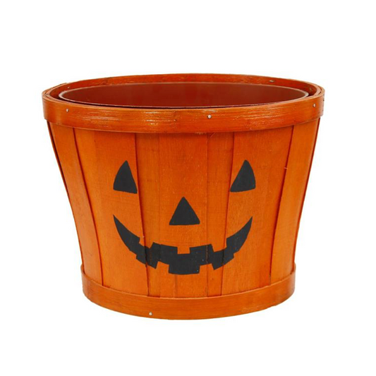 10.25"Dia Jack O'lantern Woodchip Basket