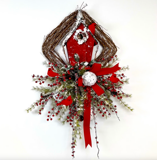 Cardinal Square Wreath TUTORIAL ONLY