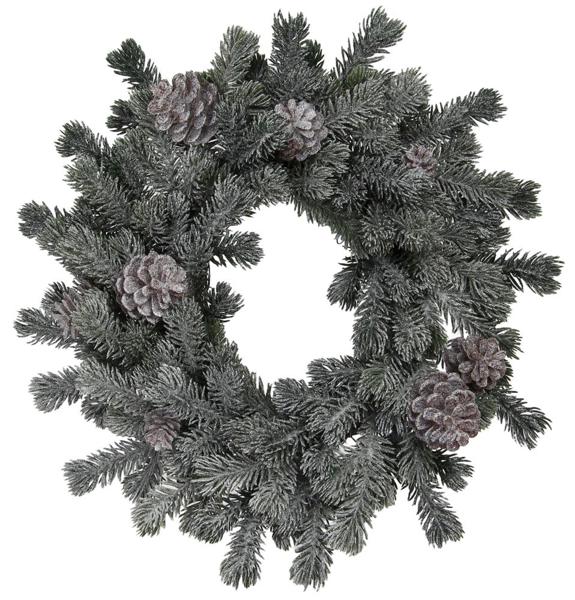 14"Dia Frosted Pine/Pinecone Wreath