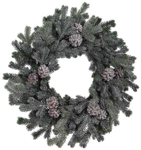18"Dia Frosted Pine/Pinecone Wreath