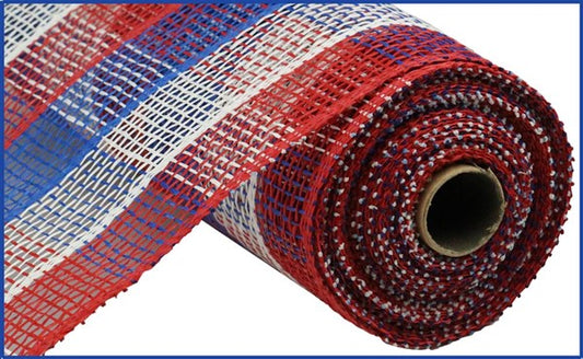 10"X10yd Poly Burlap Check Mesh (Red/White/Blue)